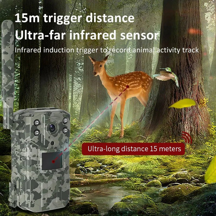 14MP 4G SIM Card Solar Hunting Trail Camera IP66 Waterproof 20M PIR Motion Detection Wildlife Camera IR Night Vision Device - Camzili